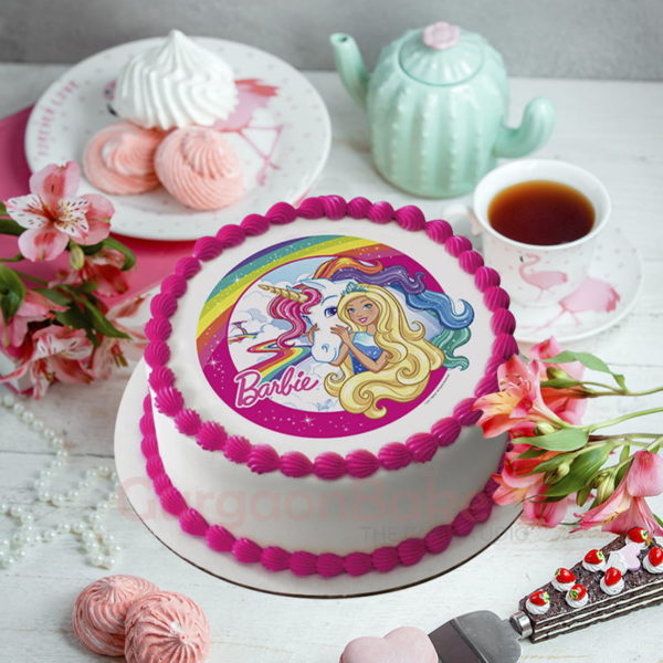 unicorn magic barbie cake
