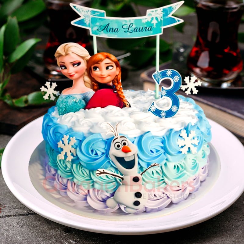Kids and Character Cake - Disney Frozen Olaf, Elsa & Anna #4976 - Aggie's  Bakery & Cake Shop