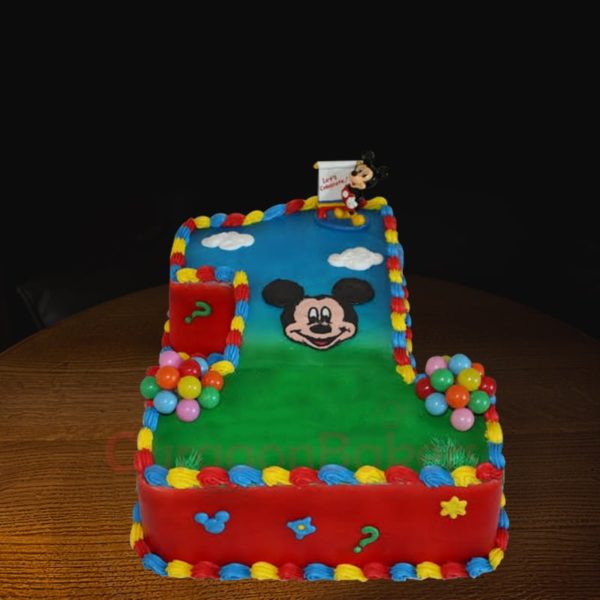 digit 1 mickey mouse cake