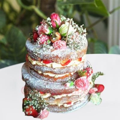 frost free berry blossom two tier wedding cake