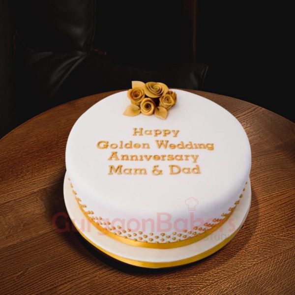 golden rich anniversary cake