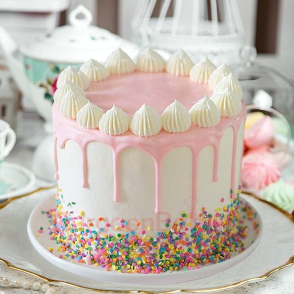 pink drip cake