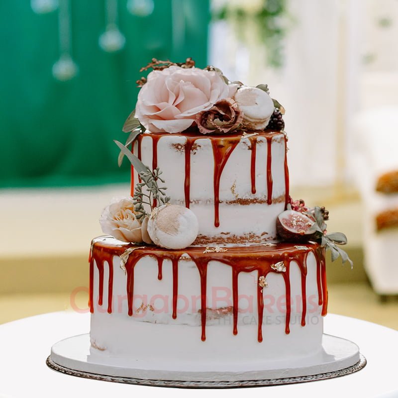 pink rose petals elegant wedding cake