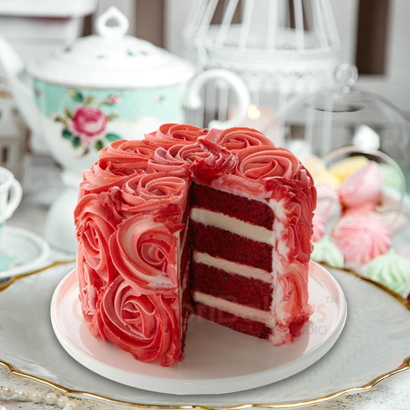 red velvet rose cake