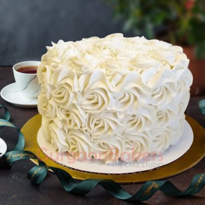 red velvet white rosette cake