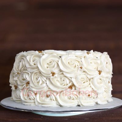 sober white anniversary cake