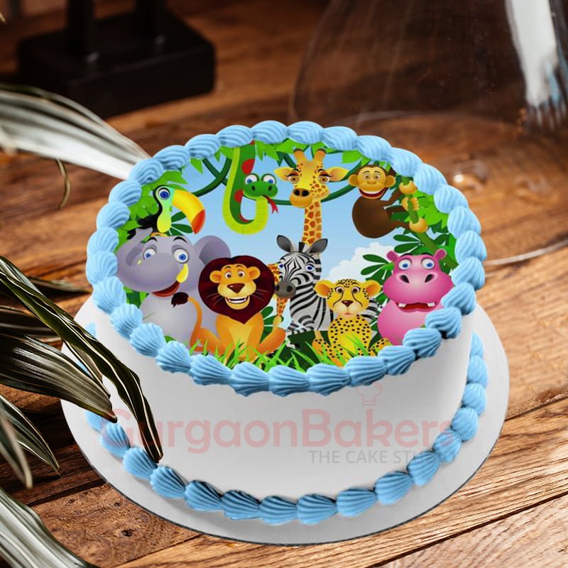 Jungle Safari Theme cake for little Kriyansh's 1st birthday party |  Instagram
