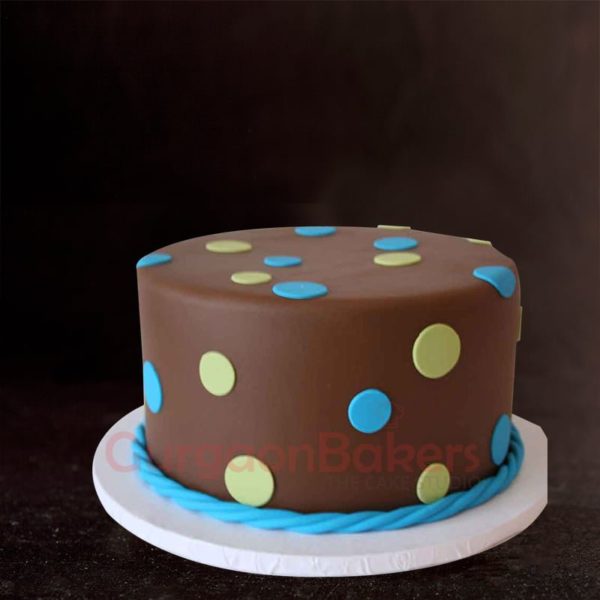 yellow and blue dots birthday cake