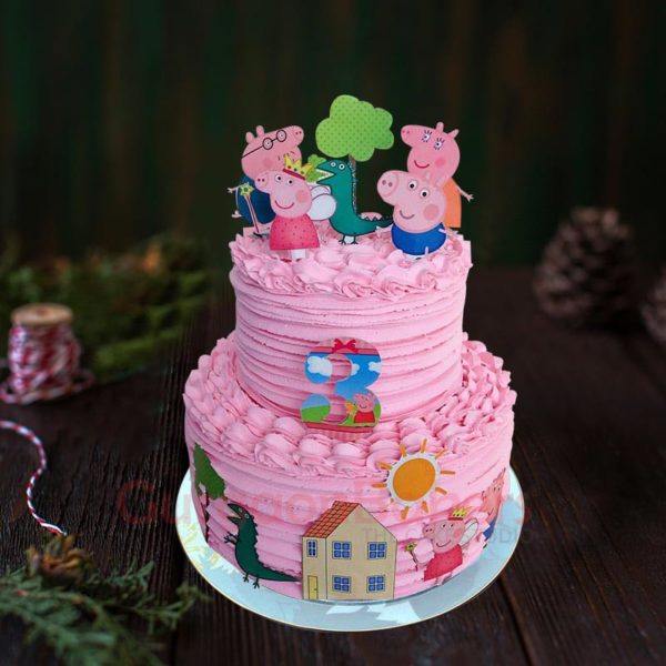 peppa and family 2 tier cake