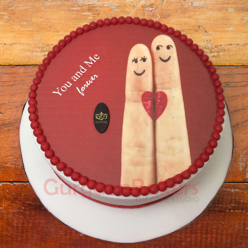you and me heart cake