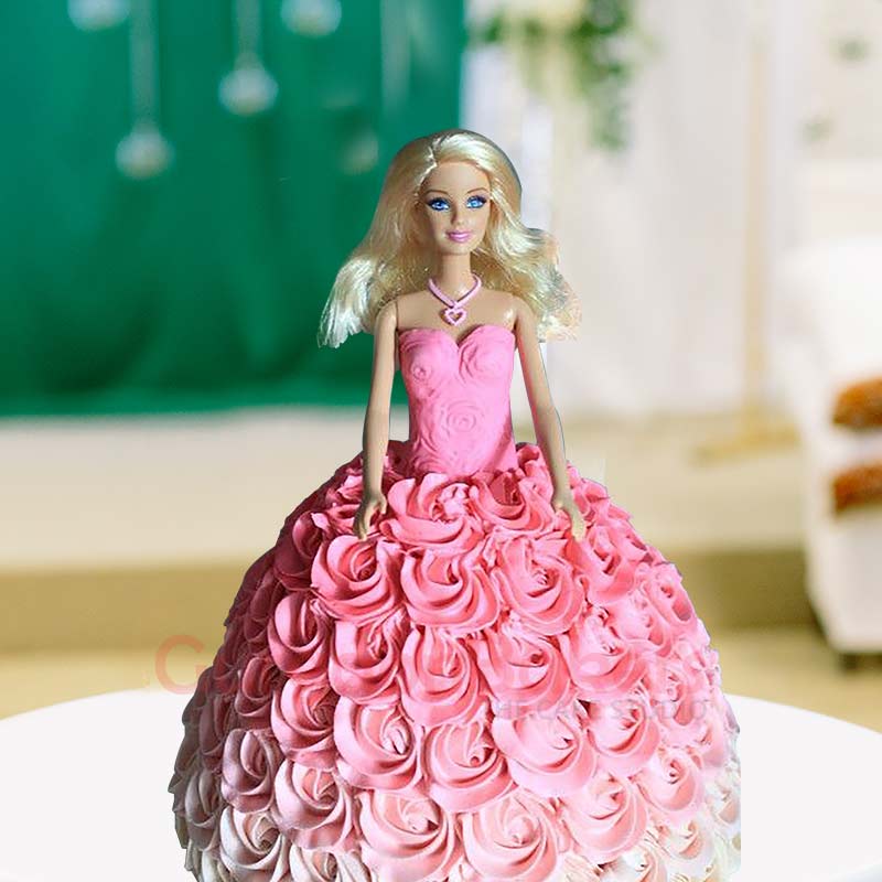 Barbie doll 2 tier cake #1000 – THE BROWNIE STUDIO
