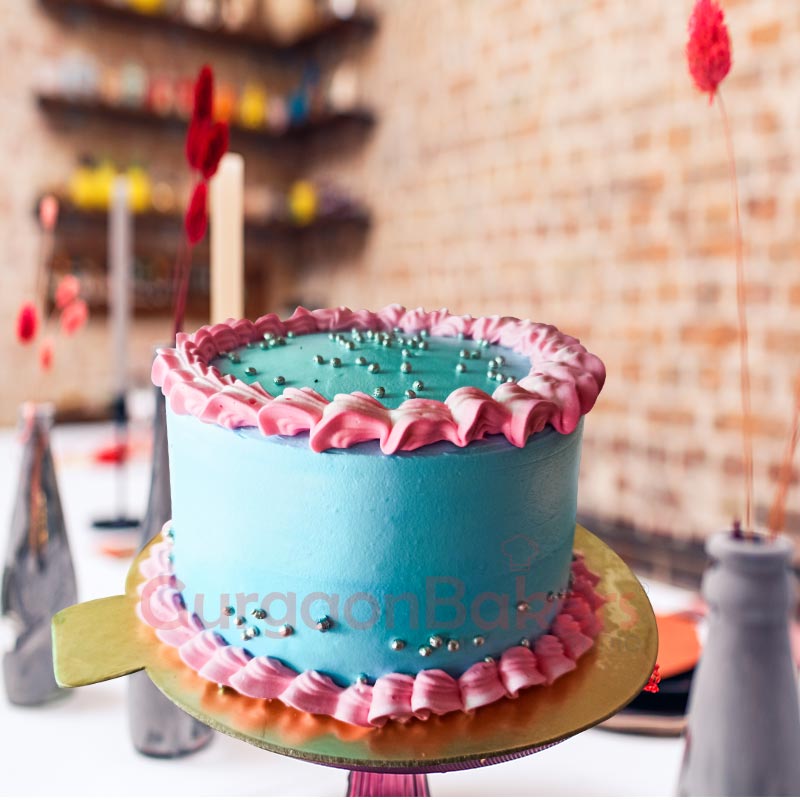 Pink and Blue Sweetheart Cake