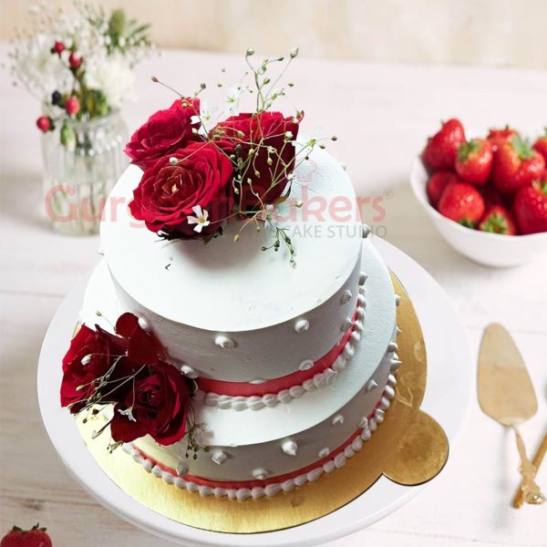 Red and White Pearl Cake