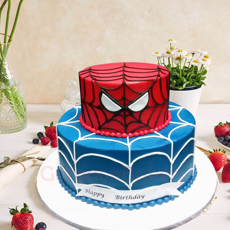 2 Tiered Spiderman Themed Party Cakes Express Home Delivery