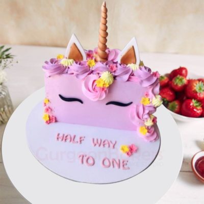Cute Unicorn Half Birthday Cake