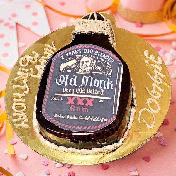 Realistic Old Monk Cake Side View