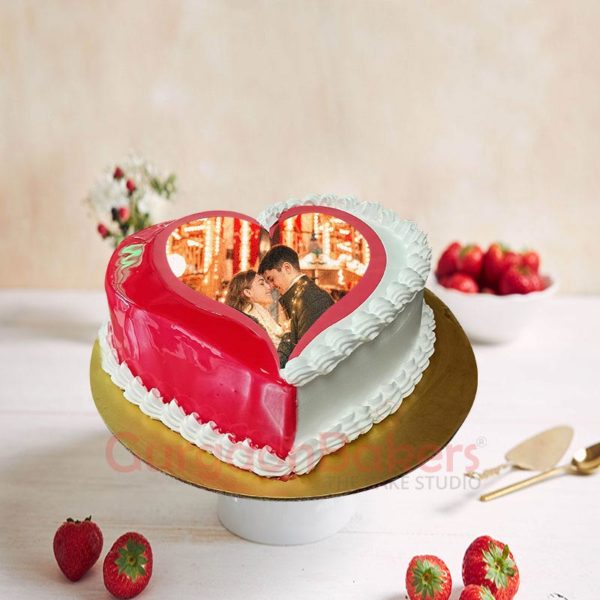 Romantic Red Heart Cake Side View