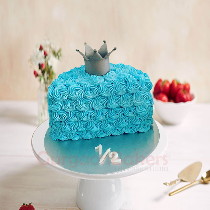 Royal Blue Half Birthday Cake