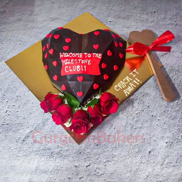 3D Pinata Chocolate Heart Cake Top View
