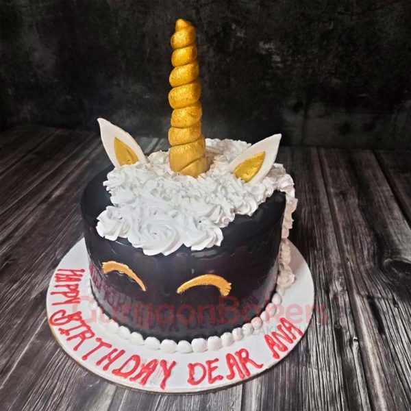 Mystical Dark Unicorn Cake Side view