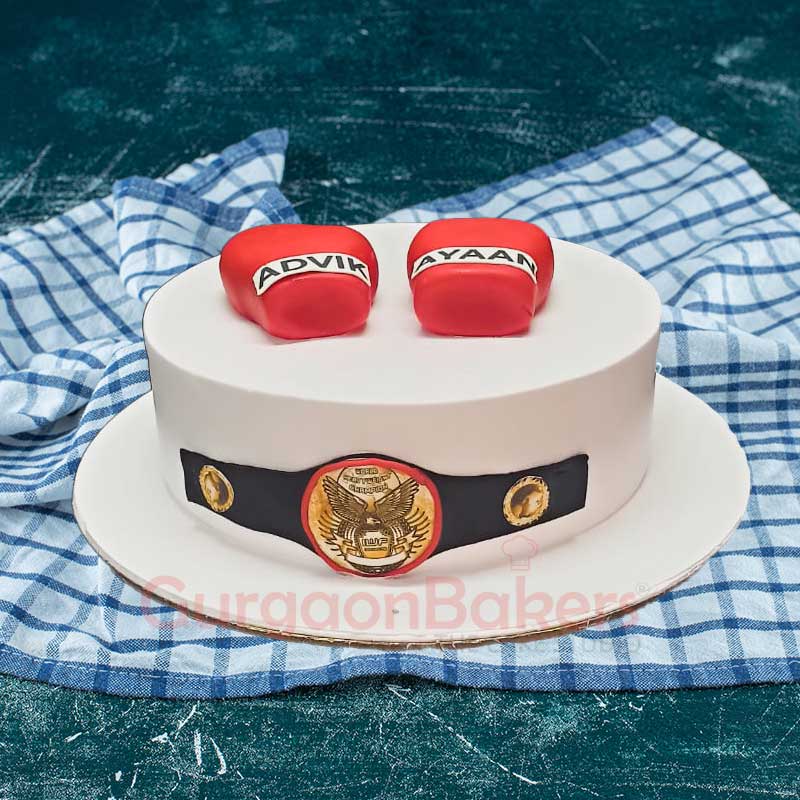 Kick Boxing Red Gloves Cake front