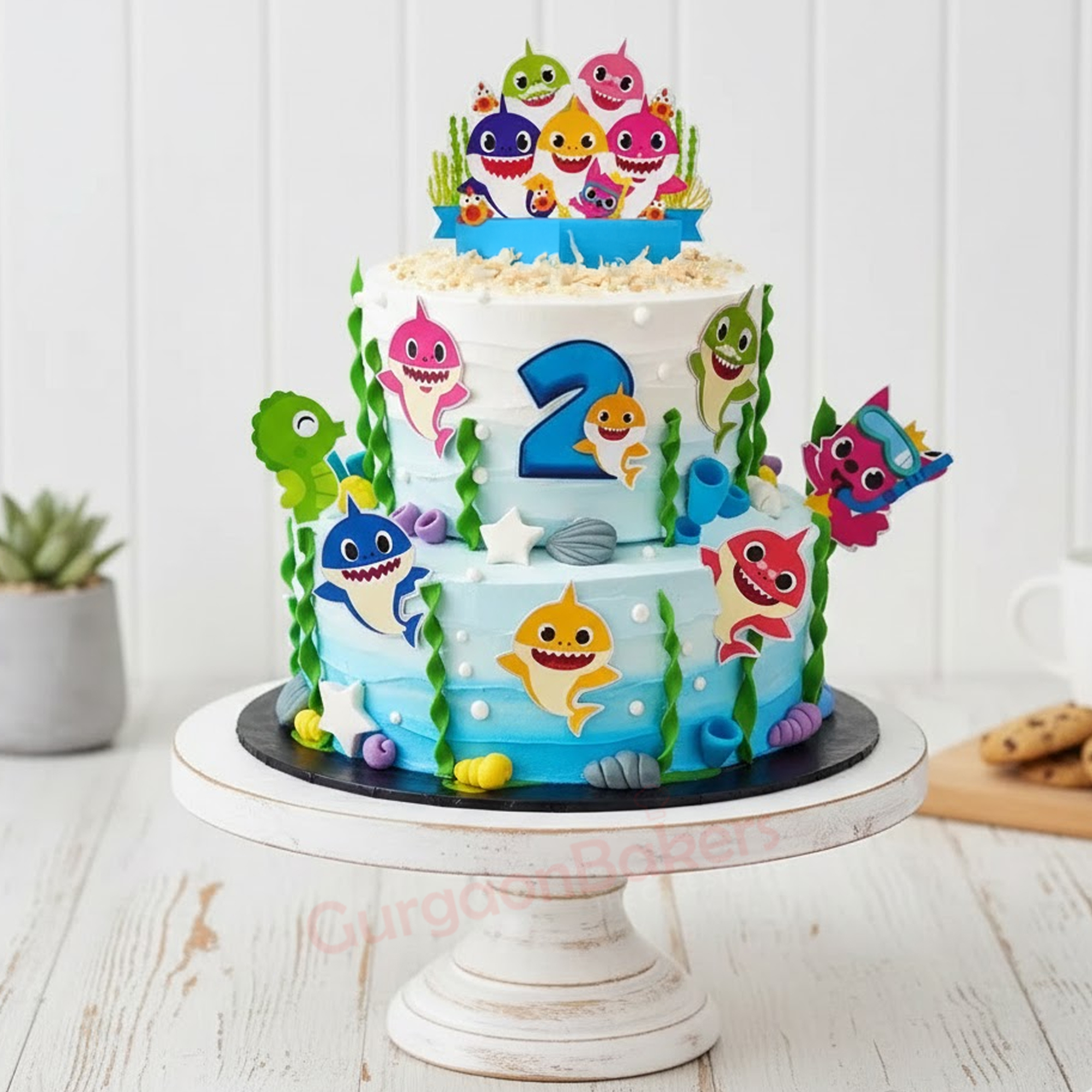 Ocean Shark Cake for Toddlers Ocean Shark Cake for Toddlers Top view