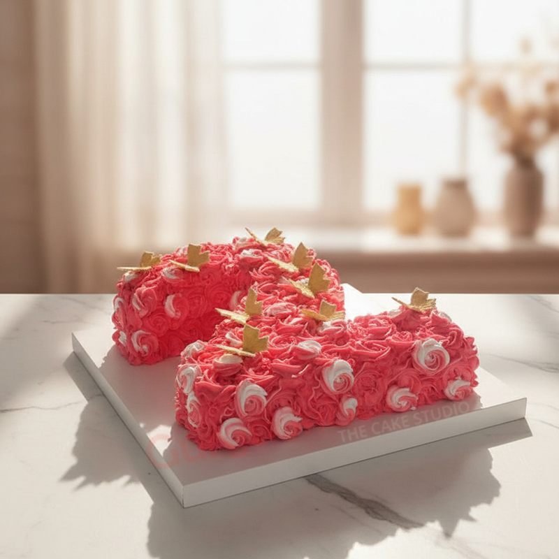 blush-pink-number-cake-gurgaon-bakers Blush pink number cake with floral design