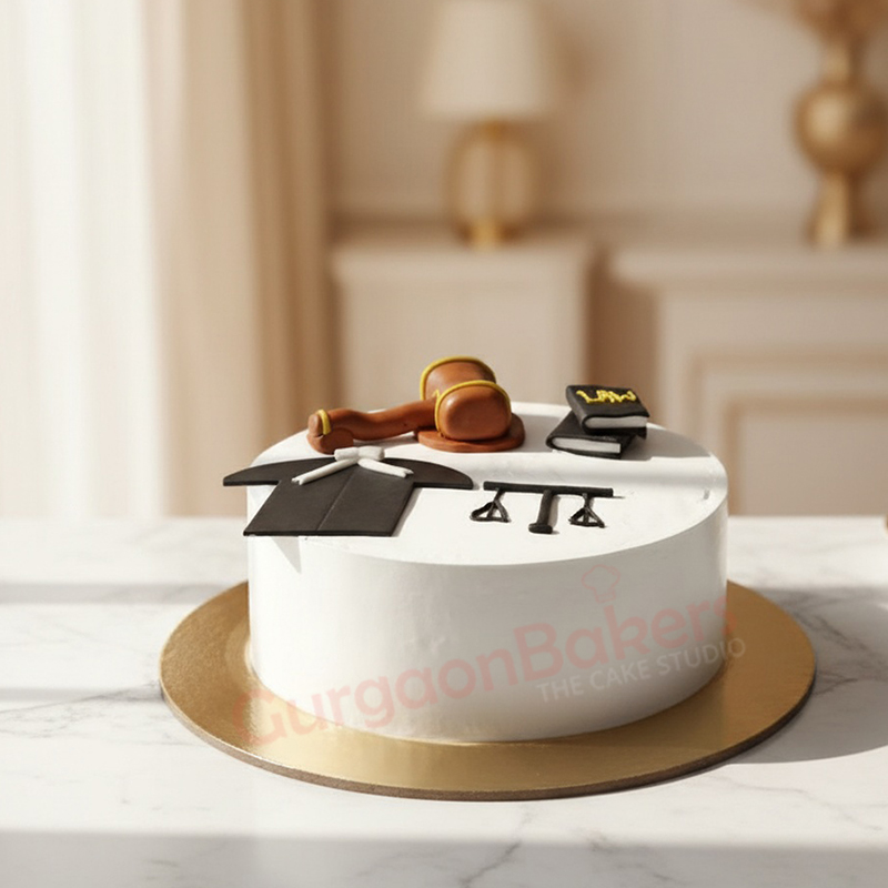cake-for-judge-and-lawyer A beautifully designed cake for judge and lawyer with fondant decorations of a gavel and scales of justice