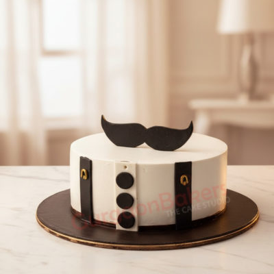 Dapper cake design with mustache decoration perfect for dad
