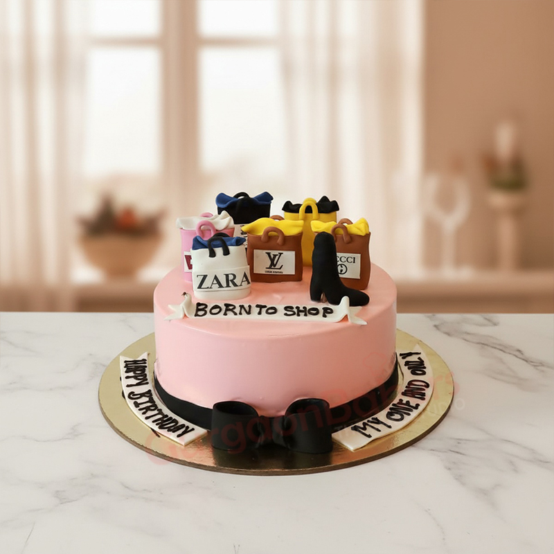 fashion-cake-for-girl-friend Fashion cake with shopping bags and high heels for girlfriend