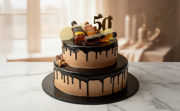Alcohol Theme Cake in Gurgaon - Custom Beer Bottle and Wine Design Cake