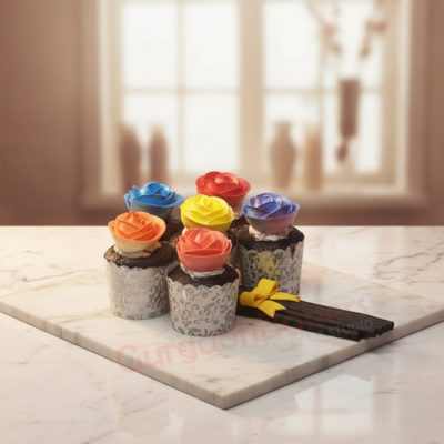 Beautifully decorated floral cupcakes from Gurgaon Bakers.