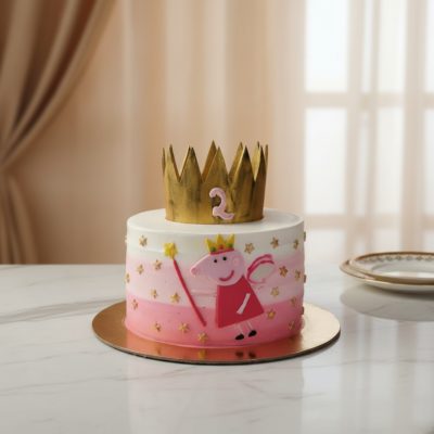 Custom Peppa Pig cake with crown and stars