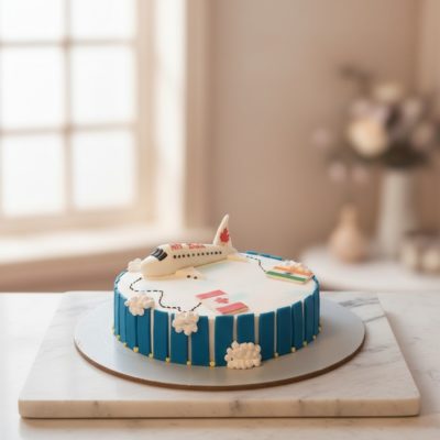 Custom Farewell Cake with Airplane and Flags