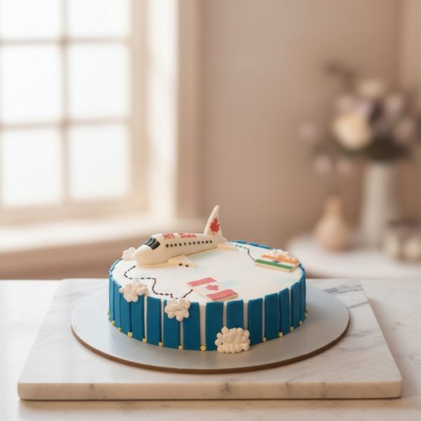 Custom Farewell Cake with Airplane and Flags