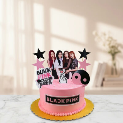 Black Pink themed celebration cake from Gurgaon Bakers.