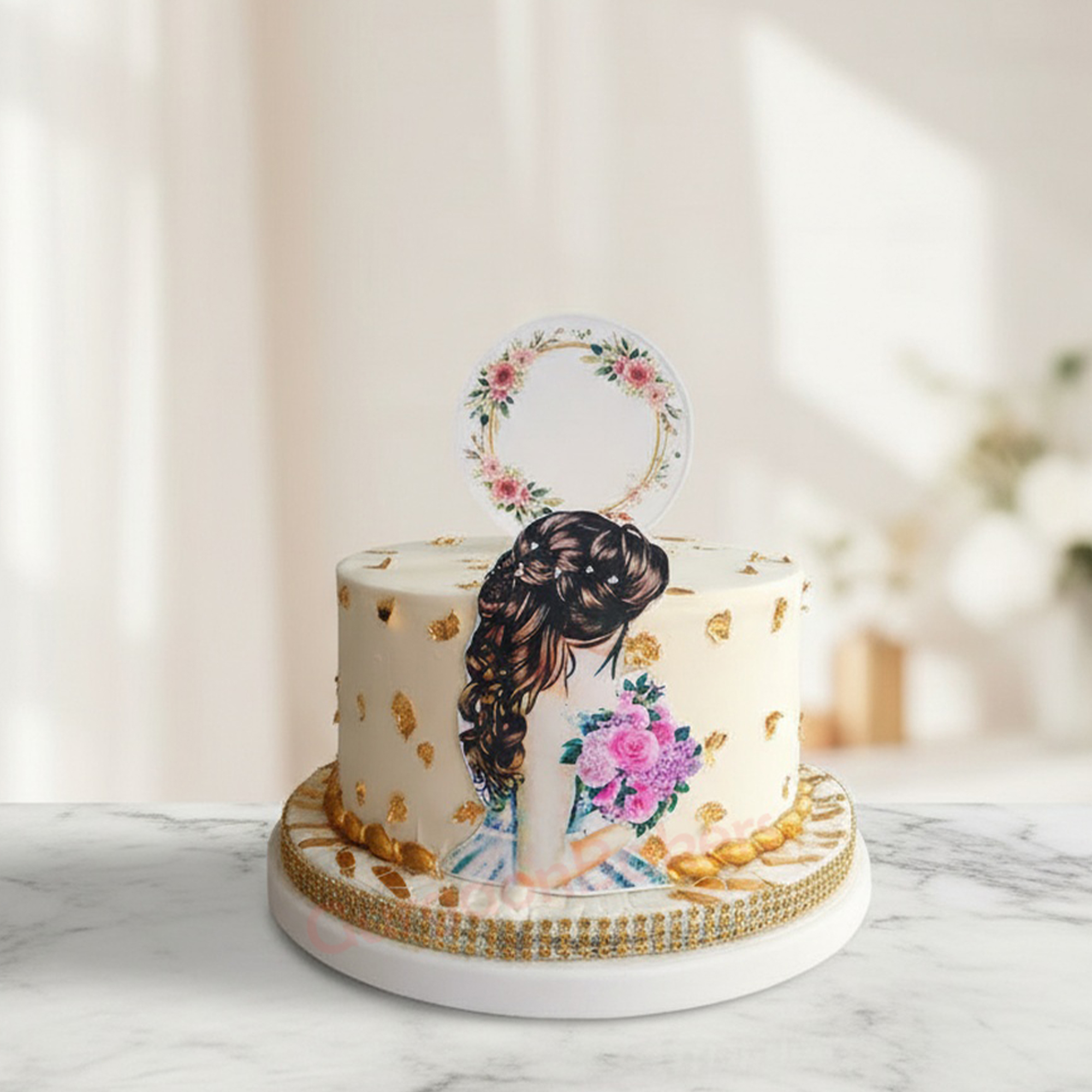 Bride-to-Be Delight Cake Beautiful bride-to-be cake with floral accents and elegant design.