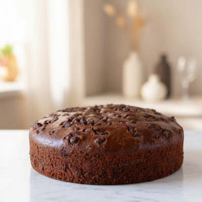 Guilt-free chocolate healthy cake with chocolate chips