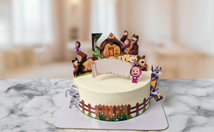 Masha and the Bear Cake Gurgaon - Custom Cartoon Theme Birthday Cake