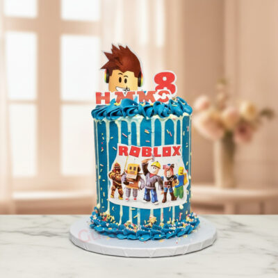 Roblox Adventure Delight Cake with blue frosting