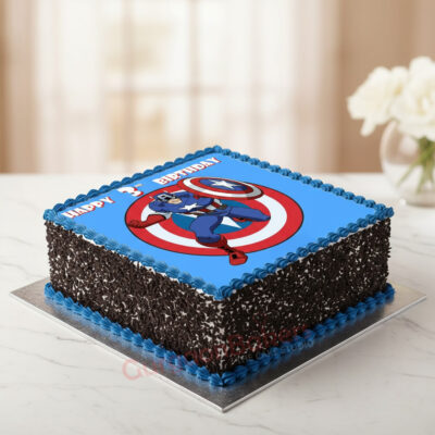 Avengers theme cake with Captain America design
