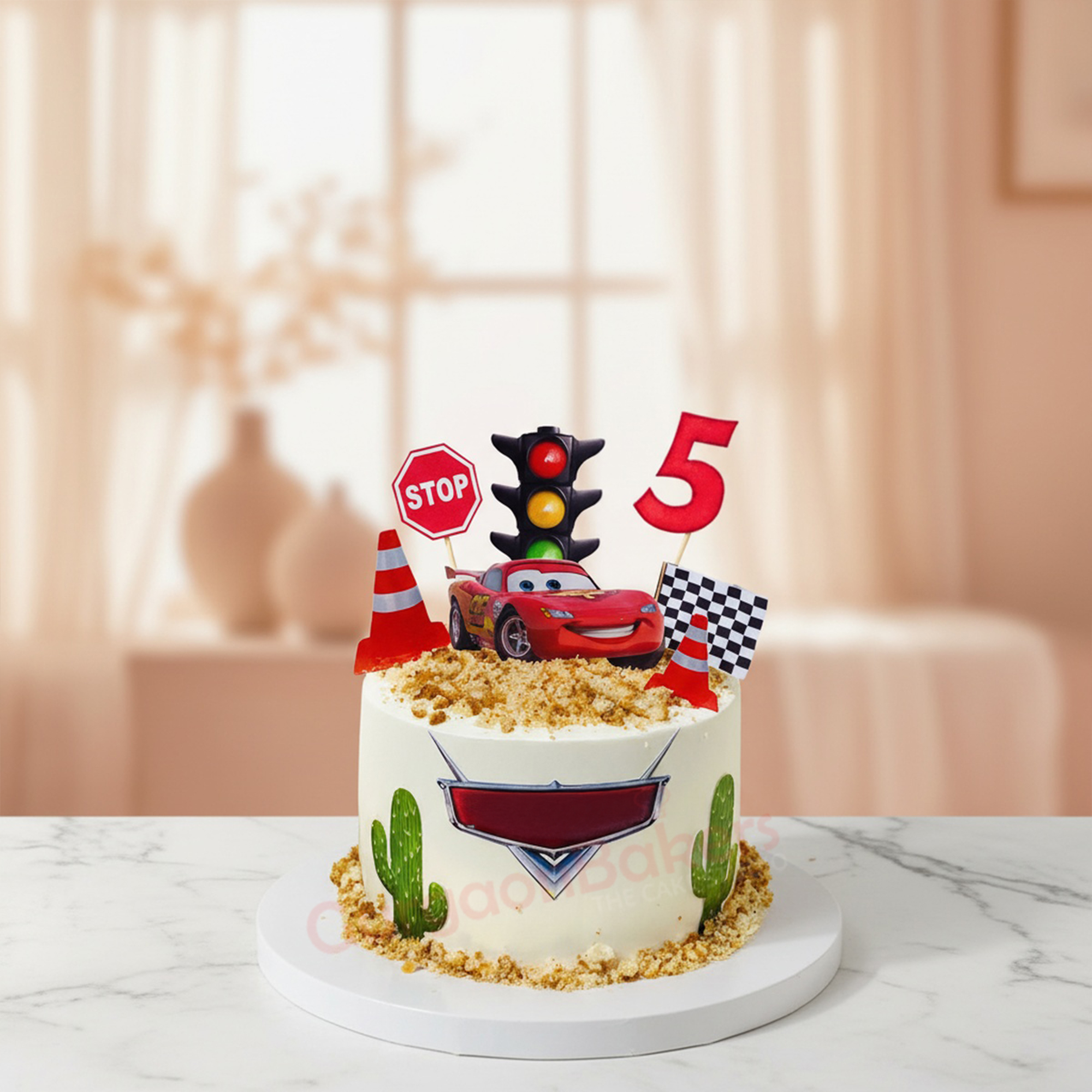 Racing Car Theme Cake for Boy Racing Car Theme Cake for Boy with traffic lights and car decorations