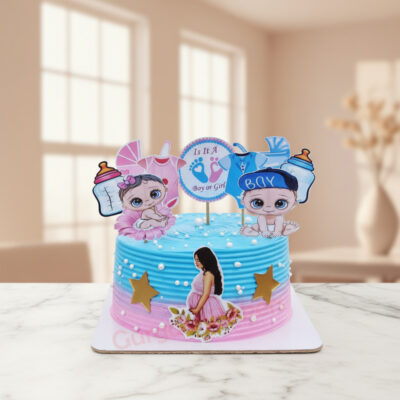 Twinkling Baby Shower Delight Cake with Baby Themes