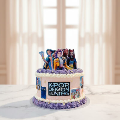 Customized K-Pop Demon Hunters cake with colorful designs