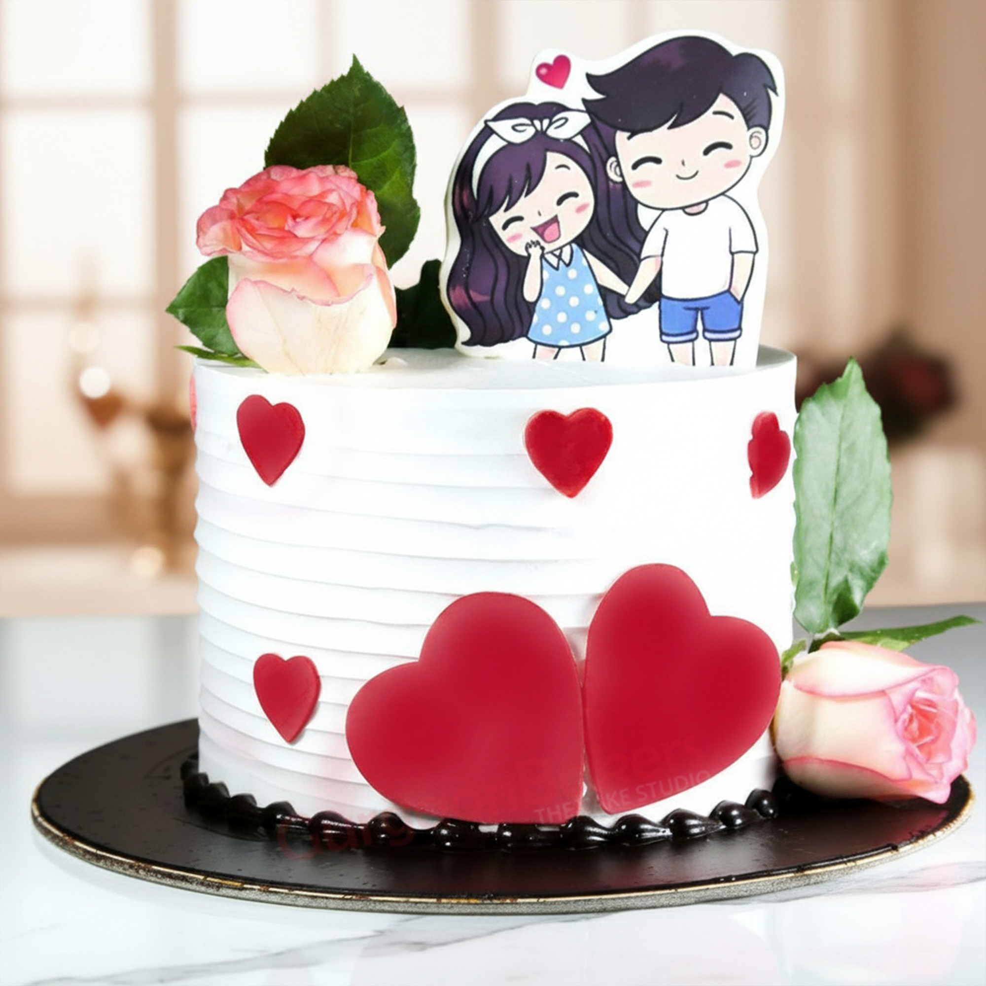 Love is Sweet Cake Valentine's Day Cake with hearts and love theme