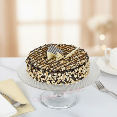 Rich and delicious Healthy Sugar Free Chocolate Cake topped with nuts