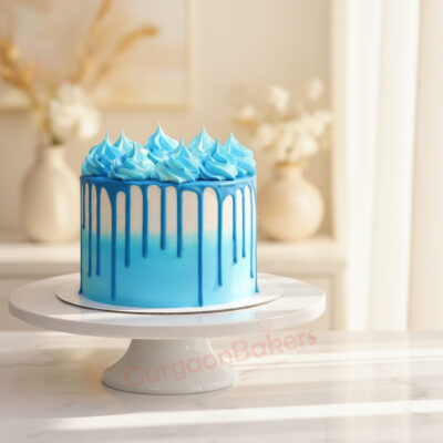 Blue drip smash cake with blue frosting
