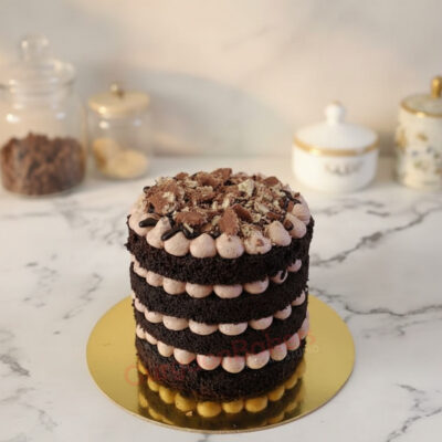 Choco Delight Less Cream Cake with chocolate pieces on top