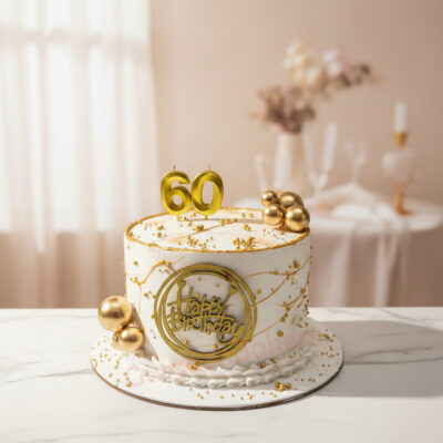 Elegant golden anniversary cake with 60 candles in Gurgaon | Gurgaon Bakers