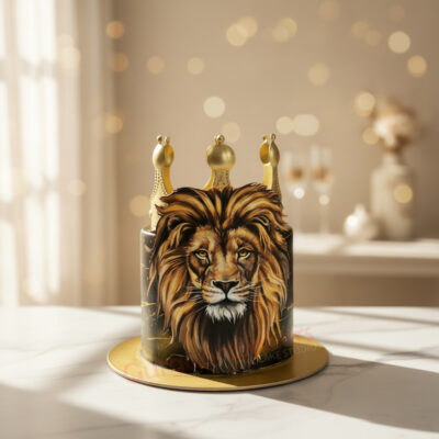 Lion cake design with a crown decoration in Gurgaon | Gurgaon Bakers
